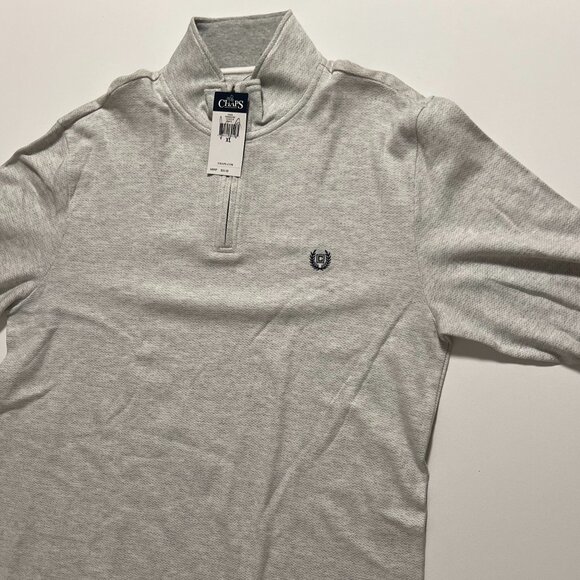 Chaps Other - Chaps Sweater *NWT 1/4 Zip Pullover Preppy Casual Light Gray Men's size XL